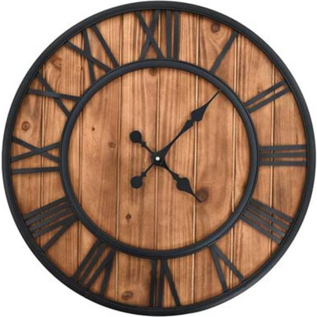 Metal Wall Clock - Brown (60cm W X 60cm H X 3cm D)