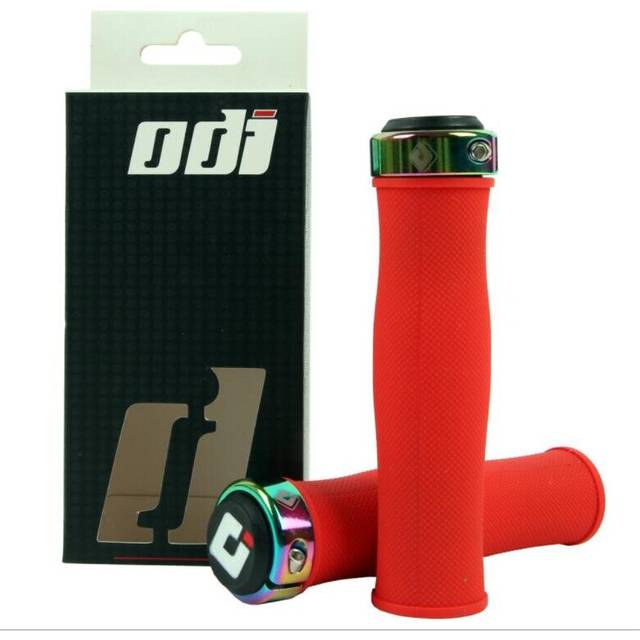 (a-Model 2-Red) ODI Bicycle Handles Lockable Bike Handlebar Grips Soft Silicone Mountain Bike Grips Shock-absorption Mtb Cuffs with Bar End Plug
