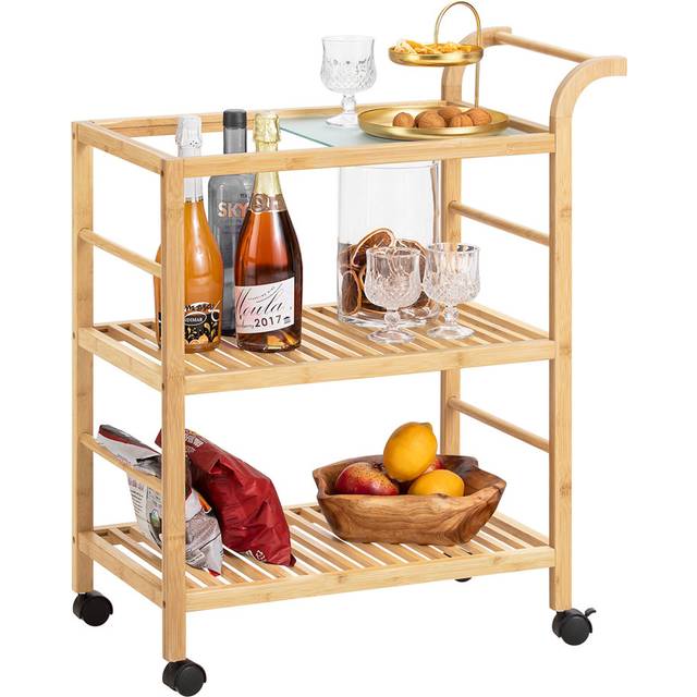 Serving Cart - Oak Wood (81cm W X 41cm D)