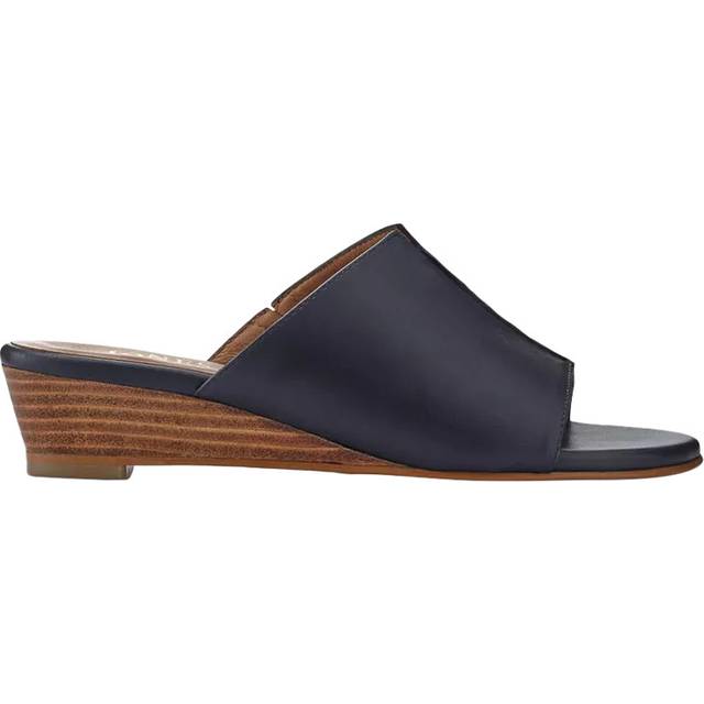 Jocelyn Leather Wedge-Heel Mules - JOCELYN / 327 083 - Navy