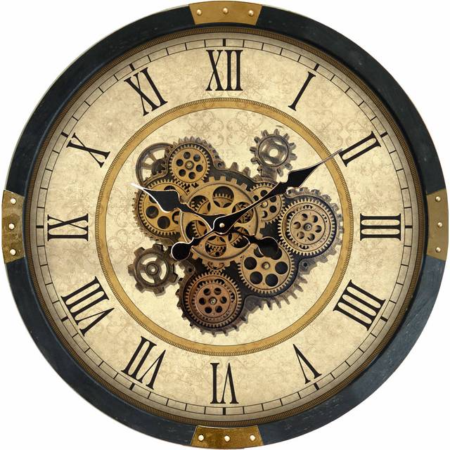 Metal Wall Clock - Brown (64cm W X 64cm H X 8cm D)