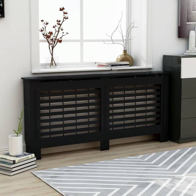 Loren Radiator Cover - Black (81cm H x 172cm W x 19cm D)
