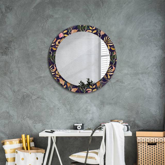 Huldar Round Glass Framed Wall Mounted Accent Mirror in Black (70cm H X 70cm W X 0.8cm D)