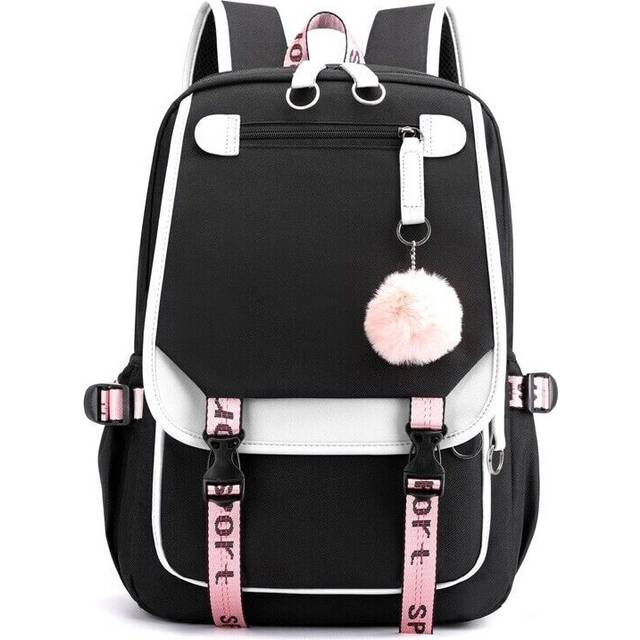 Large school bags for teenage girls USB port canvas schoolbag student book bag!
