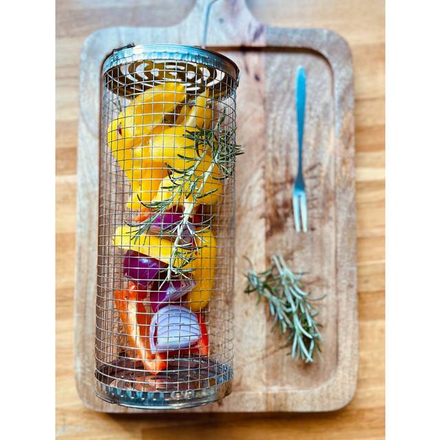 Kazan Grill Baskets Gift - Vegetables Fish & Meat BBQ Utensils Tools Enjoy Cooking Fresh Foods - Satin (21cm H X 9cm W X 9cm D)