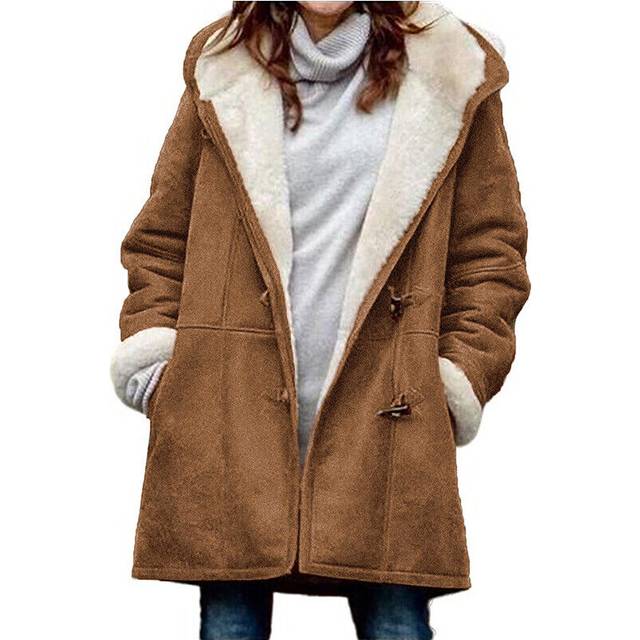 (brown, 5XL) Womens Fleece Lined Hooded Long Coat Overcoat Winter Warm Parka Jacket Outwear