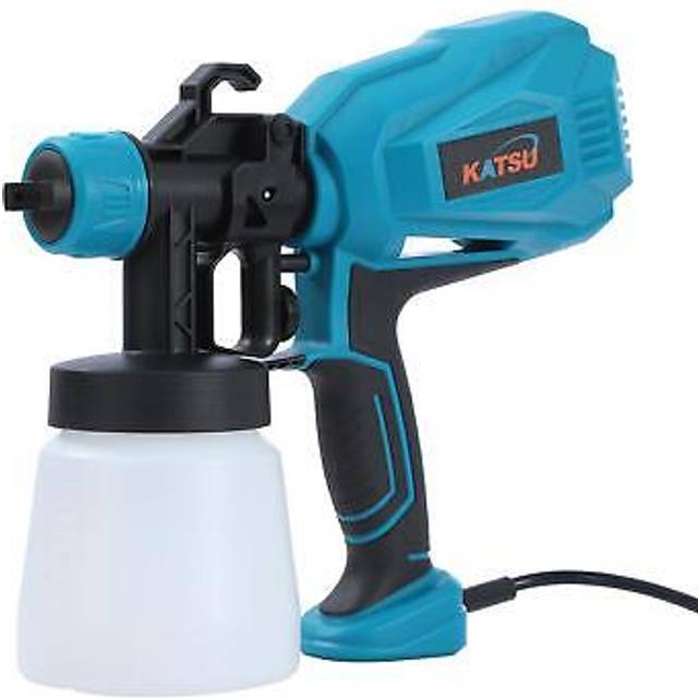 KATSU Electric Paint Sprayer 400W 800ml Painting Spray Gun with 3 Nozzles and 3 Spray Patterns for Fences Walls Ceilings Wood Treatment Furniture