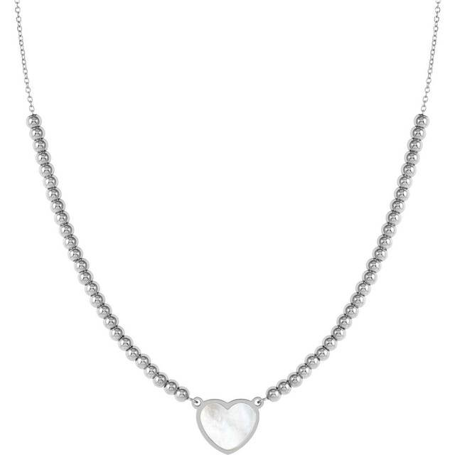 Nomination Emosfere Mother of Pearl Heart Beaded Stainless Steel Necklace - Silver - 38cm