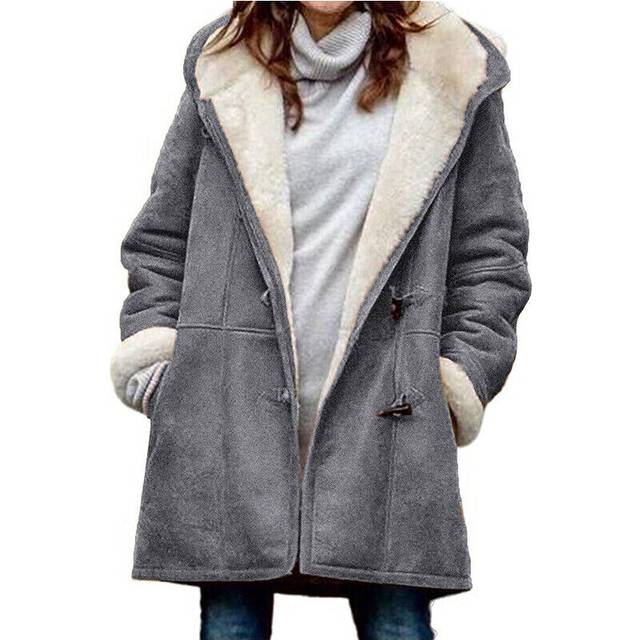 (grey, XL) Womens Fleece Lined Hooded Long Coat Overcoat Winter Warm Parka Jacket Outwear