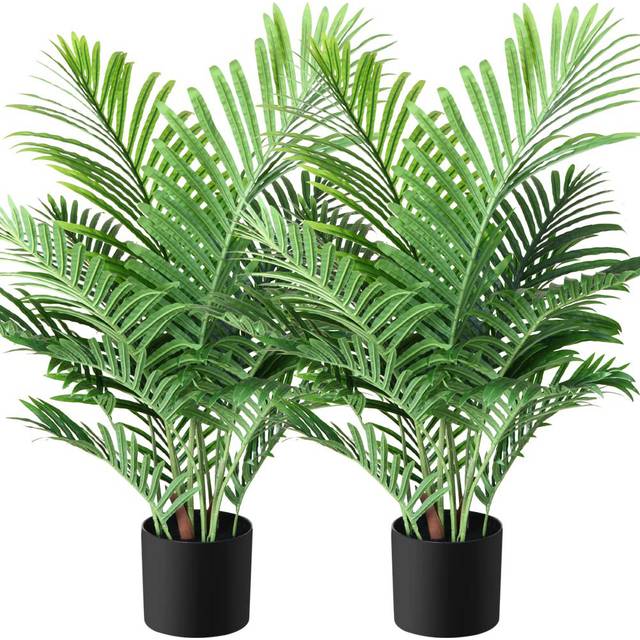 Artificial Plants Indoor Faux Areca Palm 90 Cm In Plastic Pot Large Fake Tropical Palm Plants With Artificial Foliage For Home House Office Decoration - Green (90cm H X 16cm W X 16cm D)