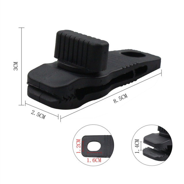 Awning Rope Clamp Tarp Clip for Awnings Camping Black