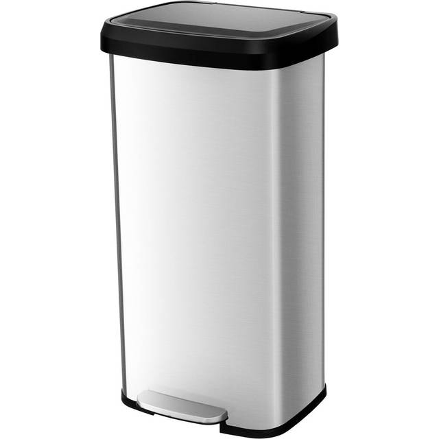 68L Recycling Pedal Bin Kitchen Bin With Soft Close Lid And Handle - Silver - One Size