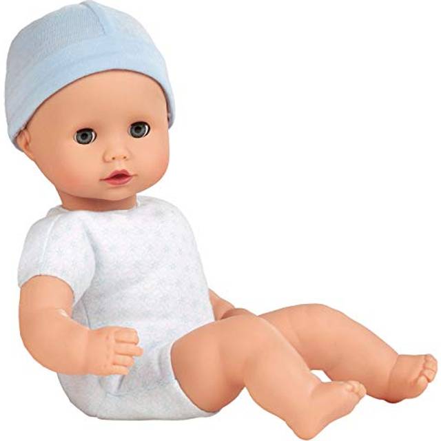 "Gotz Muffin to Dress 13"""" Soft Cloth/Vinyl Baby Doll in Blue with Blue Sleeping Eyes"