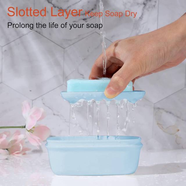 Soap Holder 3 Pack, Travel Soap Container with Lid, Portable Bar Soap Case, Leakproof Soap Box with Perforations, Soap Dishes for Traveling, Gym