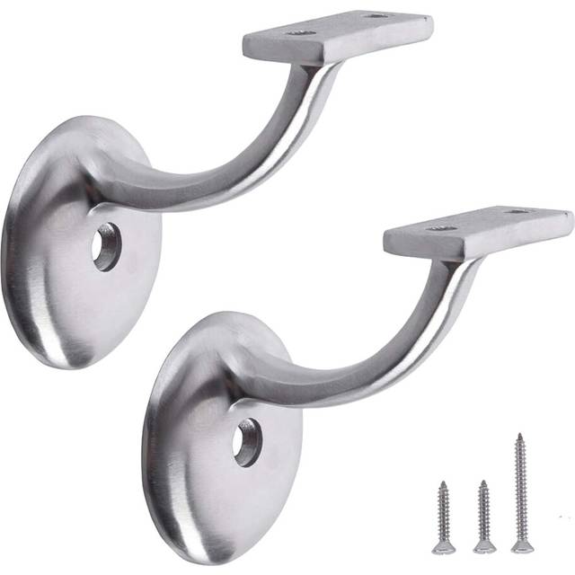 HOME MASTER HARDWARE Hand Rail Stair Brackets  Heavy Duty Stainless Steel Stair Support for Stairways Home or Office Staircase Handrail  2 Pack