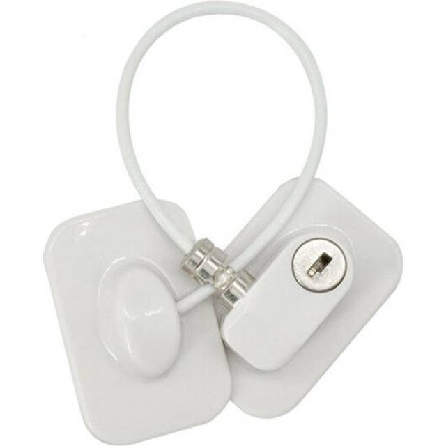 (White) 1 Key Window Lock Baby Safety Easy Install Cabinet Refrigerator Door