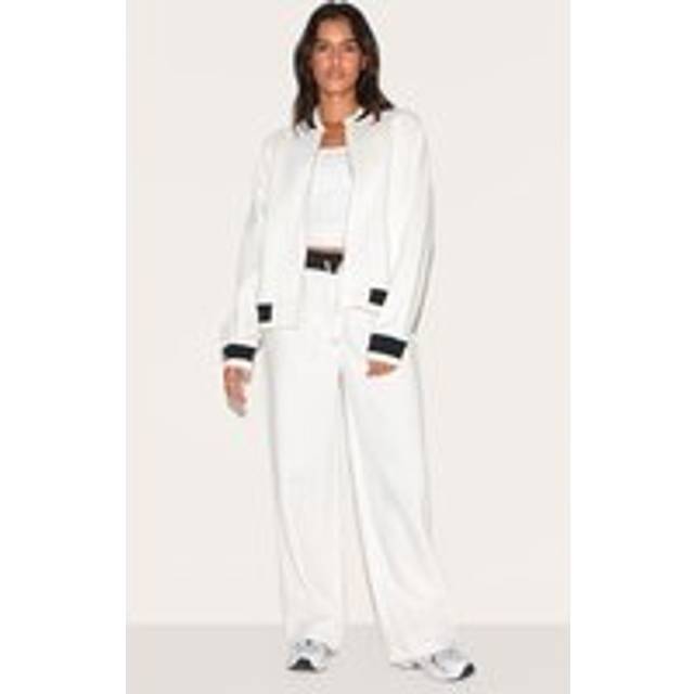 Ecru Contrast Seam Straight Leg Joggers, Ecru - M