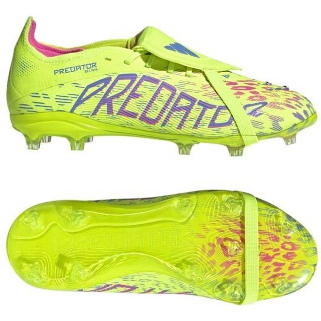 Predator Elite Fold-Over Tongue Firm Ground Boots Kids - Lucid Lemon / Lucid Pink / Blue Fusion - 12K