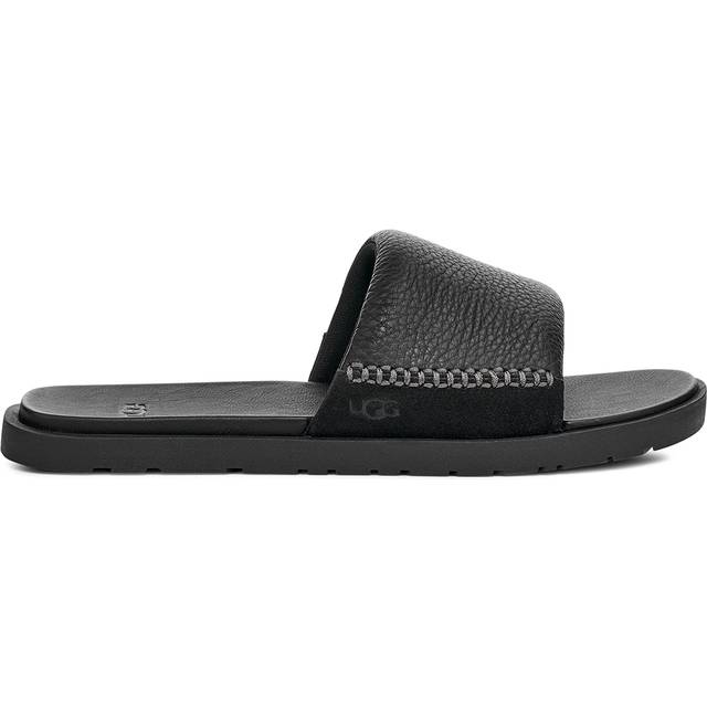 Seaside II Leather Sliders - Black - 8 UK