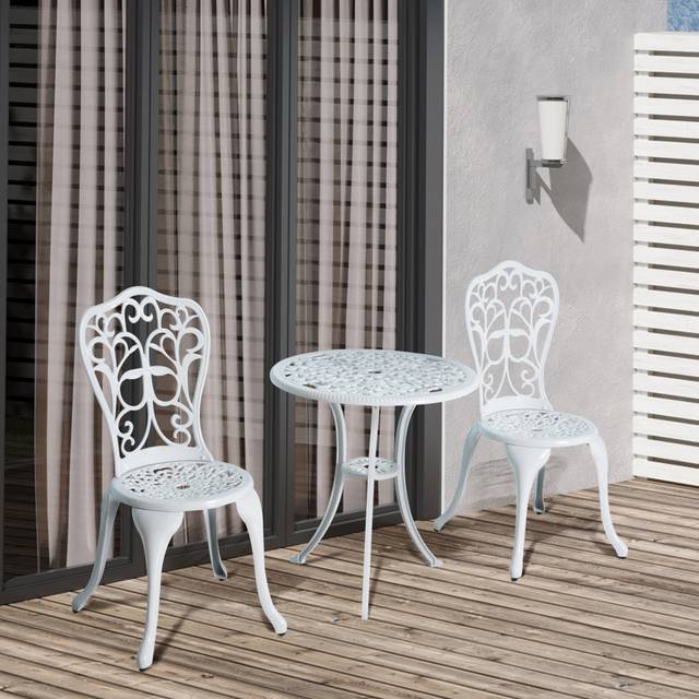 Round 2 - Person 23.6cm Long Bistro Set - White (2)