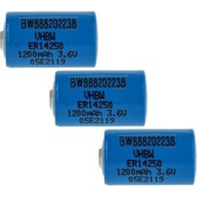 Vhbw - 3x Lithium ER14250 Round Cell Batteries Replacement for 6135-99-770-2535, 6ES59800MA11 - Special Battery (1200mAh, 3.6 v, Li-SOCl2)