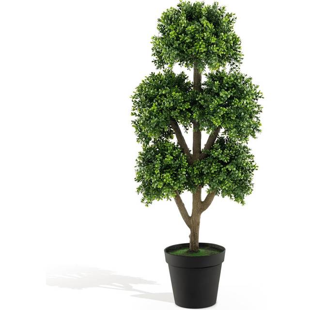 115Cm Artificial Boxwood Topiary Tree, 5 Ball Shaped Fake Plant In Cement-Filled Pot, Faux Indoor Greenery Decorative Tree For Home, Office & Front Po (1)