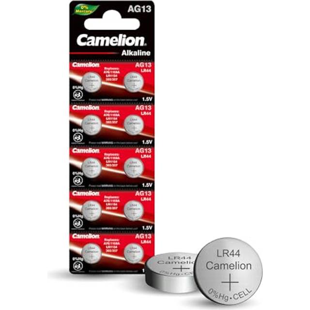 10 Camelion LR44/A76/AG13 knappbatteri, lång hållbarhet (utgångsdatum märke)