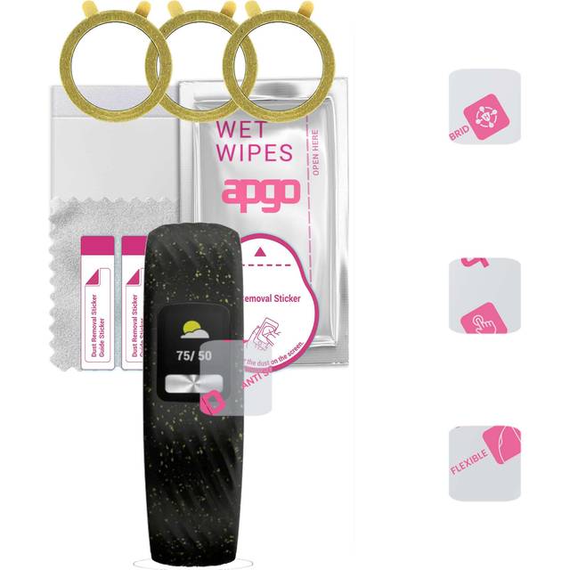 3x apgo Ultra-Clear Hybrid protective glass compatible with Garmin Vivofit 4, flexible nano glass, great replacement for tempered glass, scratch-resis