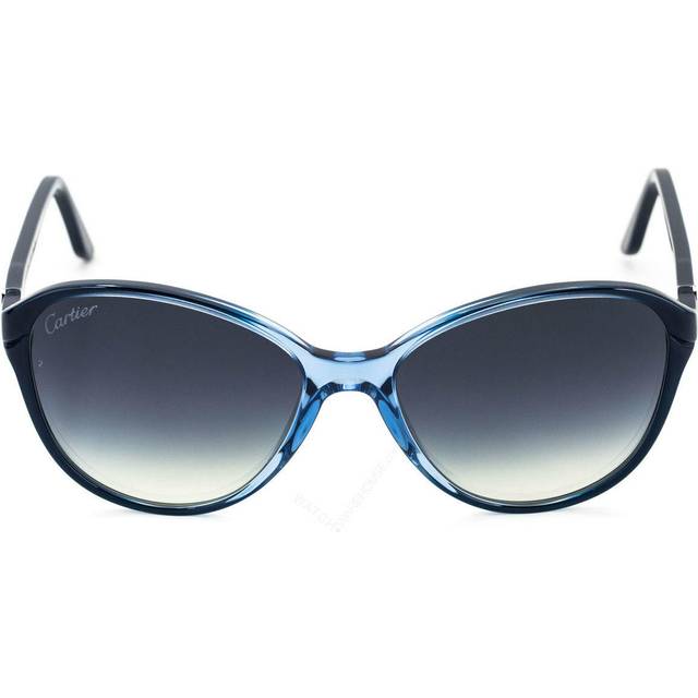CARTIER Double C-Decor Cat Eye Blue COMP Women's Sunglasses ESW00181 - Standard