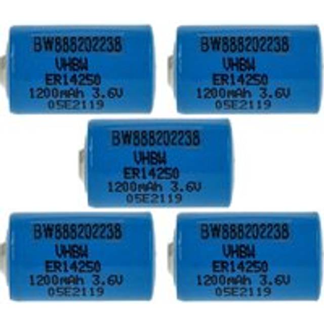 Vhbw - 5x Lithium ER14250 Round Cell Batteries Replacement for 6135-99-770-2535, 6ES59800MA11 - Special Battery (1200mAh, 3.6 v, Li-SOCl2)
