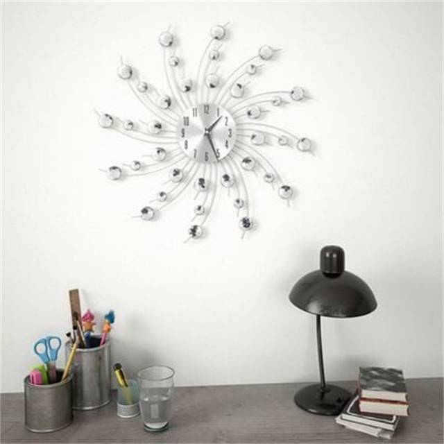 Metal Wall Clock - Silver (50cm W X 50cm H X 5cm D)