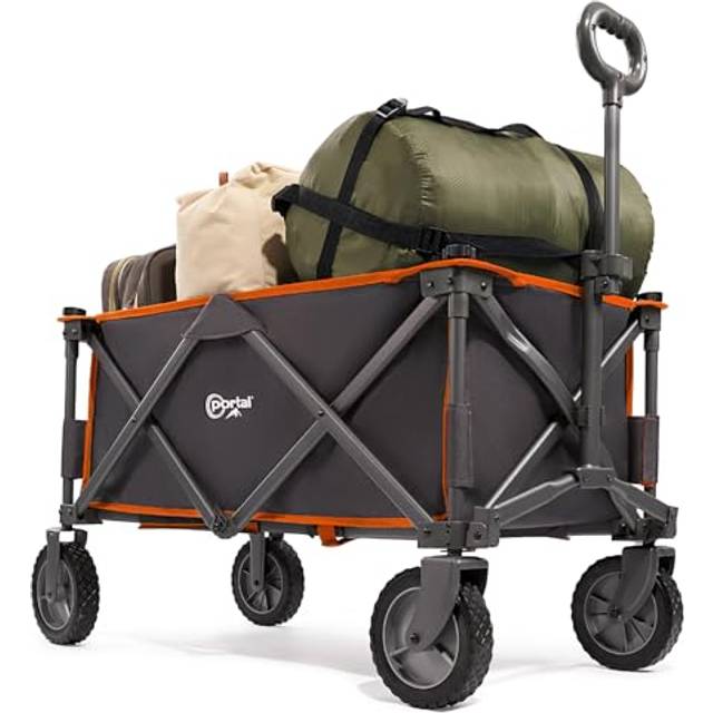 Folding Trolley Cart Outdoor Wagon Collapsible with Removable Fabric Festival Garden Camping Picnic Cart Supports Max 100kg Portable Transport Trailer