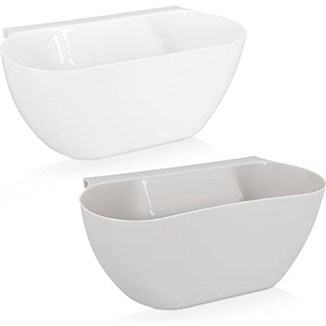 Navaris Hanging Kitchen Waste Bins - Over-cabinet garbage Bowl Holder Trash containers for collecting Food Scraps and compost from counter - Set of 2