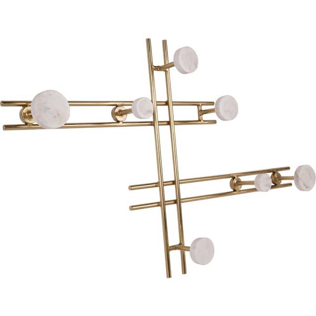 Iron Wall 7 - Hook Coat Rack - Gold (40cm H X 60cm W X 9cm D)