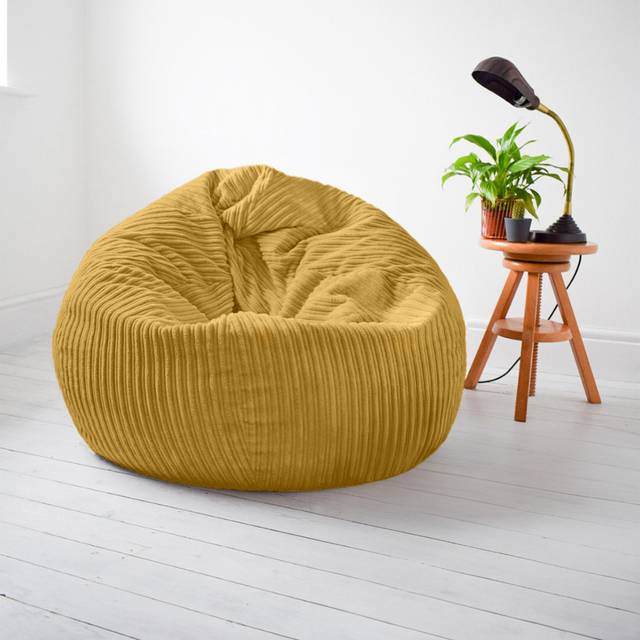 rucomfy Jumbo Cord Slouchbag Beanbag - Mustard (Small)
