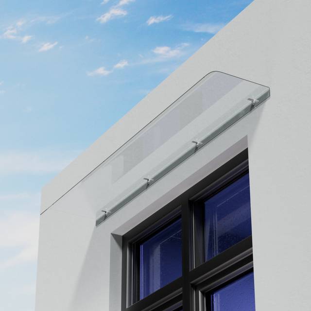 160cm W x 33cm D Door Canopy Window Awning - Clear (8cm H X 160cm W X 33cm D)