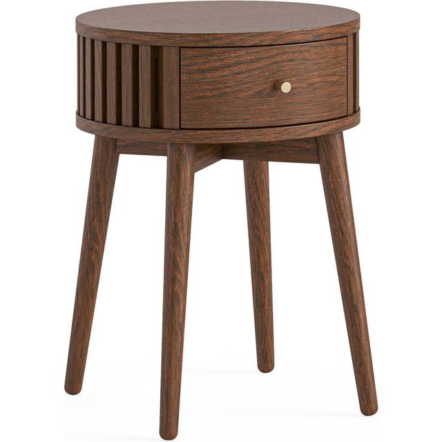 Aleyana End Table - Dark Brown Wood (55cm H X 38cm W X 38cm D)