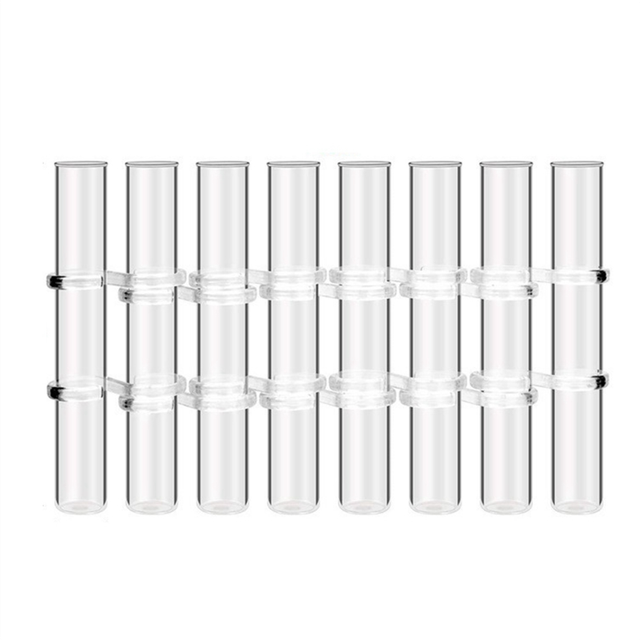 LLhappy 8Pcs Hinged Flower Vase Clear Glass Test Tube Hanging Holder for Home Decor, L