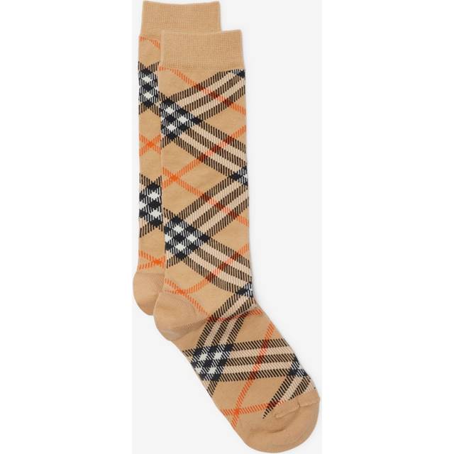 Burberry Childrens Check Cotton Blend Socks - Sand - 27-29