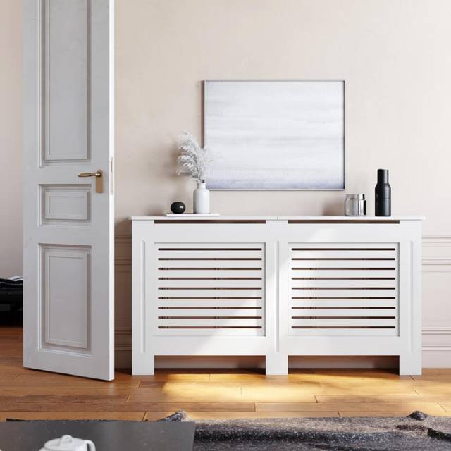 152*19*81.5cm, Horizontal Stripe Large Size High Efficiency Radiator Cover, White (81.5cm H X 152cm W X 19cm D)