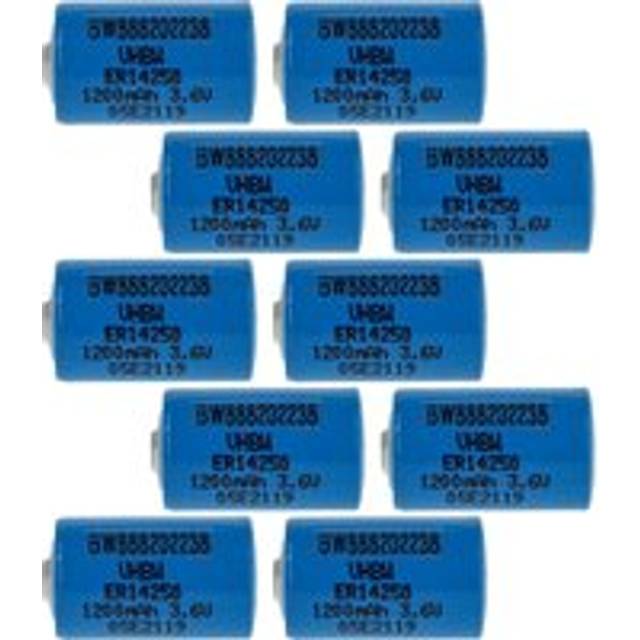 Vhbw - 10x Lithium ER14250 Round Cell Batteries Replacement for ER3S, ER4, LS14250, LS3, T04/41, T04/51 - Special Battery (1200mAh, 3.6 v, Li-SOCl2)
