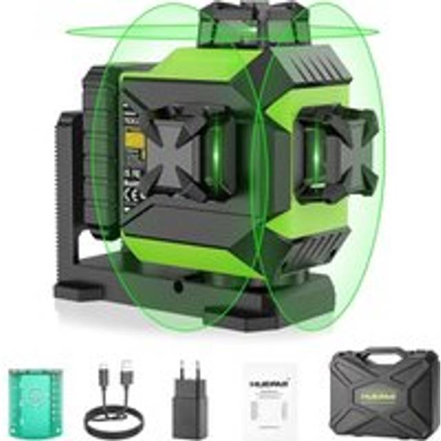Huepar - 703CG - 12 Lines 3D Osram Green Beam Self-Leveling Cross Line Laser Level with Hard Carry Case