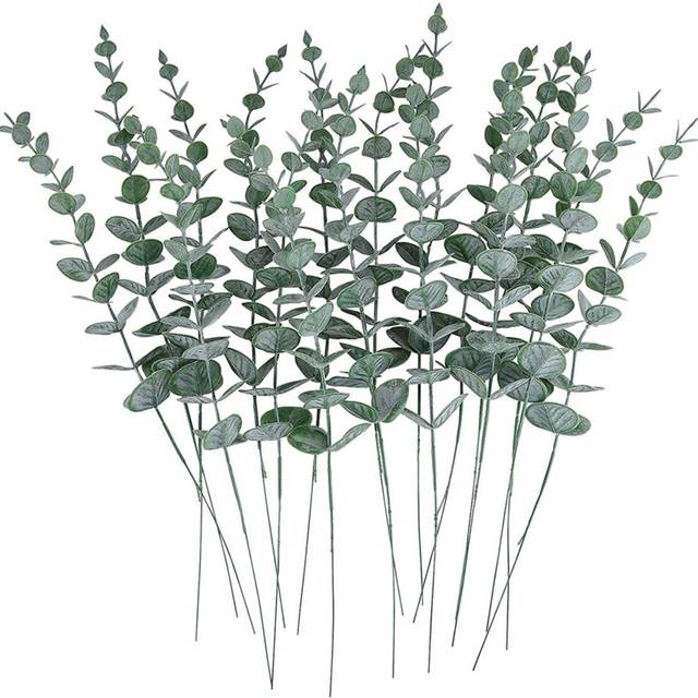 24Pcs Eucalyptus Stems Decor Artificial Eucalyptus Leaves Faux Greenery Branches For Wedding