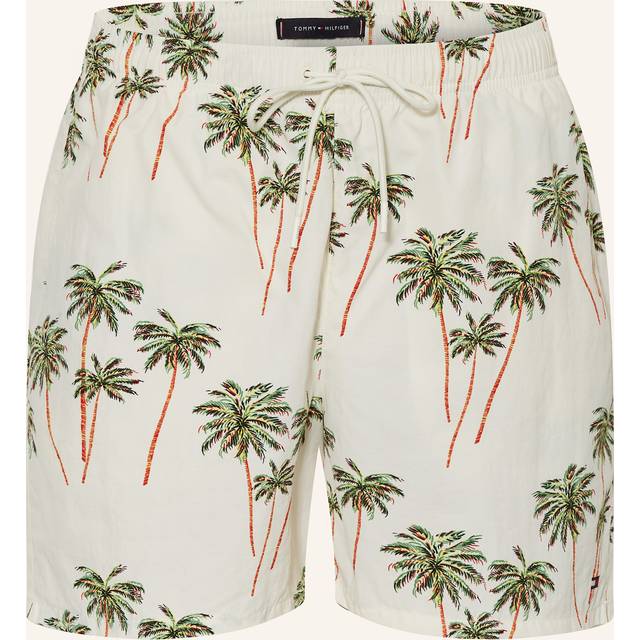 Tommy Hilfiger Men's Drawstring Palm Tropic Swim Shorts, Ivory Silk - White - Size: 32/30/31