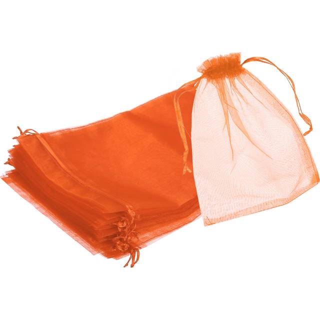 25pcs organza bags 8x12 inch drawstring favor pouches sheer mesh bag orange