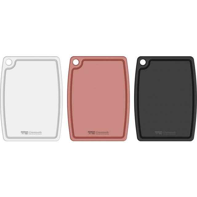 Greenworks Set of 3 Chopping Boards Recycled Plastic Small/Medium/Large White - Black (37cm L X 28cm W)