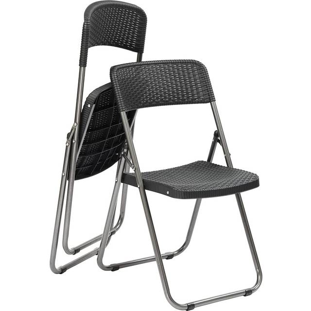 Bufard Plastic Stackable Folding Chair Folding Chair Set - Black (46cm W)