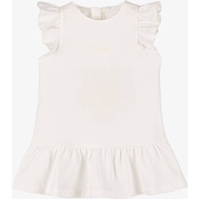 Chloé, Sets, female, White, 12 M, White Casual Dress with Ruffled Sleeves