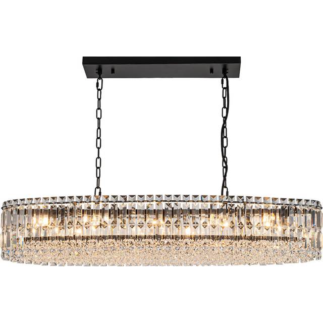 Atticus 10-Light Modern Oval Crystal Chandelier - Matte Black