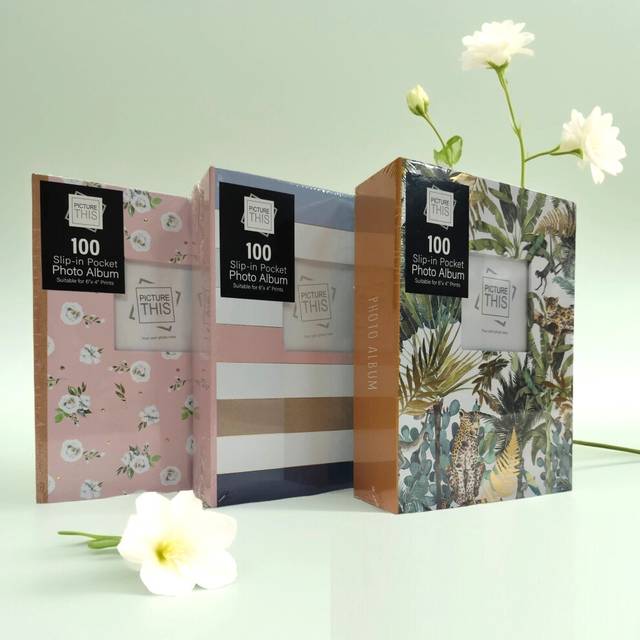 1 Patterned 6x4 Photo Album 100 Pocket Slip In Photo Holder Book